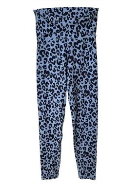 Aerie Small Blue and Black Leopard Print High-Waist Leggings Front Twist